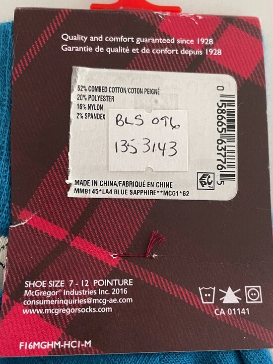 McGregor Landscape Print Combed Cotton Poly Blend Crew Socks Blue Cream BLk OS - Picture 7 of 8